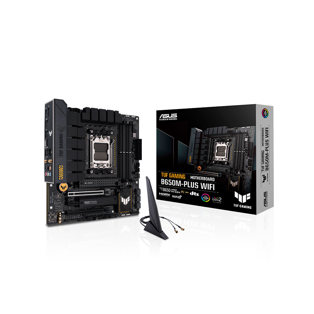 The ASUS TUF Gaming B650M-PLUS WIFI is a robust micro-ATX motherboard designed for AMD CPUs, featuring the latest technologies and a strong power deli