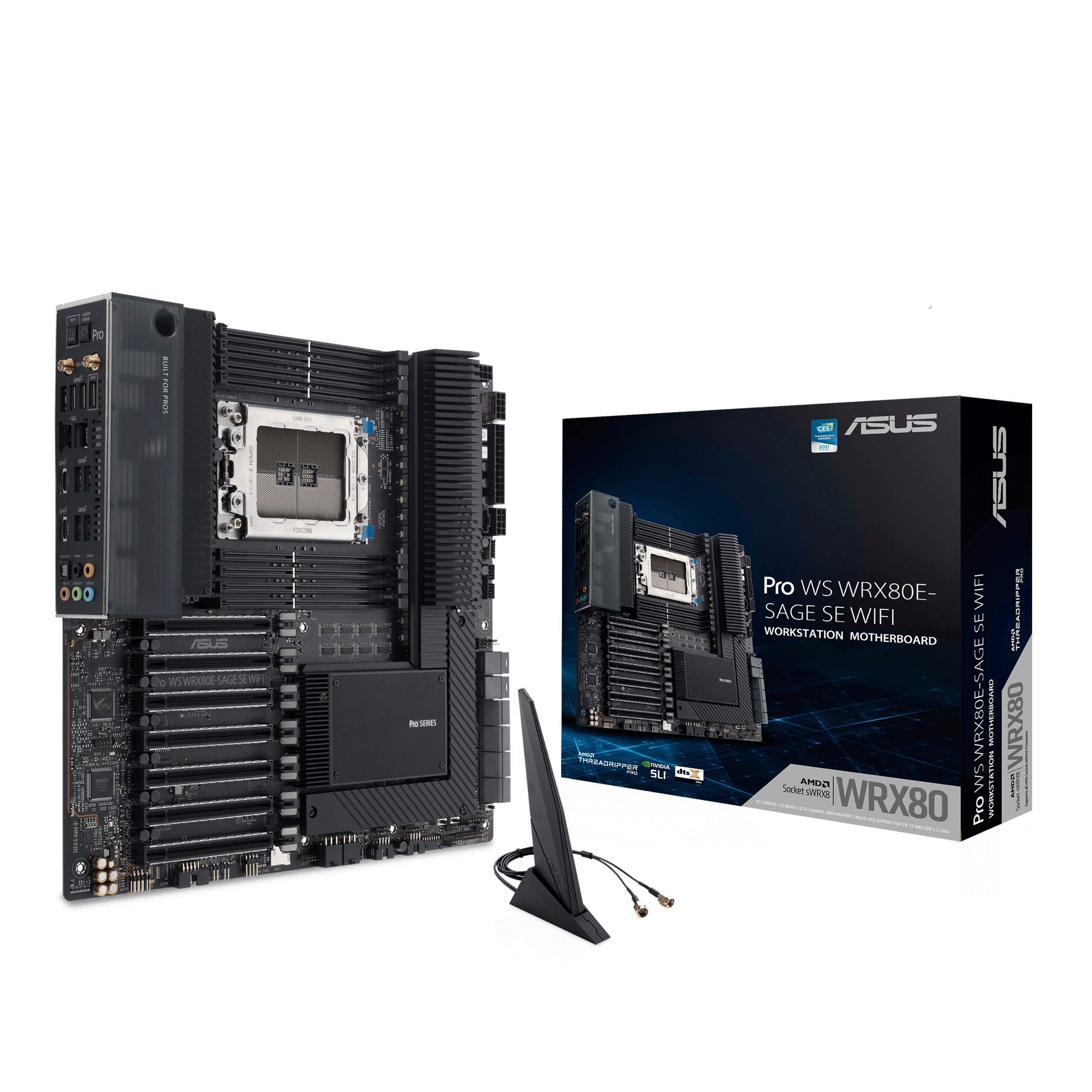 The ASUS PRO WS WRX80E-SAGE SE WIFI, released in October 2022, is a high-end workstation motherboard designed to support AMD Ryzen Threadripper PRO pr