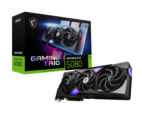 The MSI GeForce RTX 5080 GAMING TRIO OC D7 is a high-performance graphics card built on NVIDIA's next-generation Ada architecture, fabricated using TS