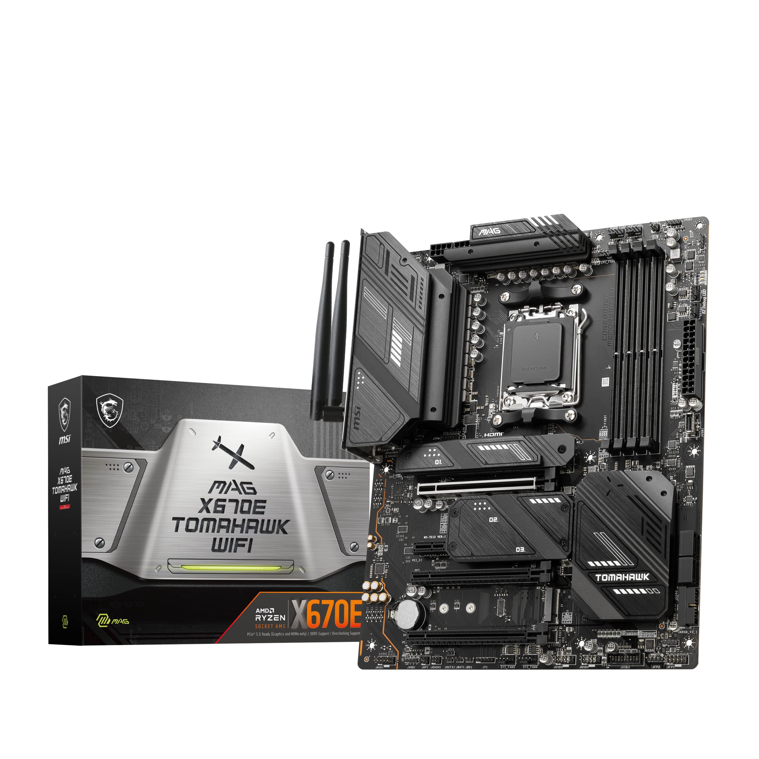 The MSI MAG X670E TOMAHAWK WIFI is a high-performance ATX motherboard engineered for the latest AMD Ryzen processors using the AM5 socket, making it a