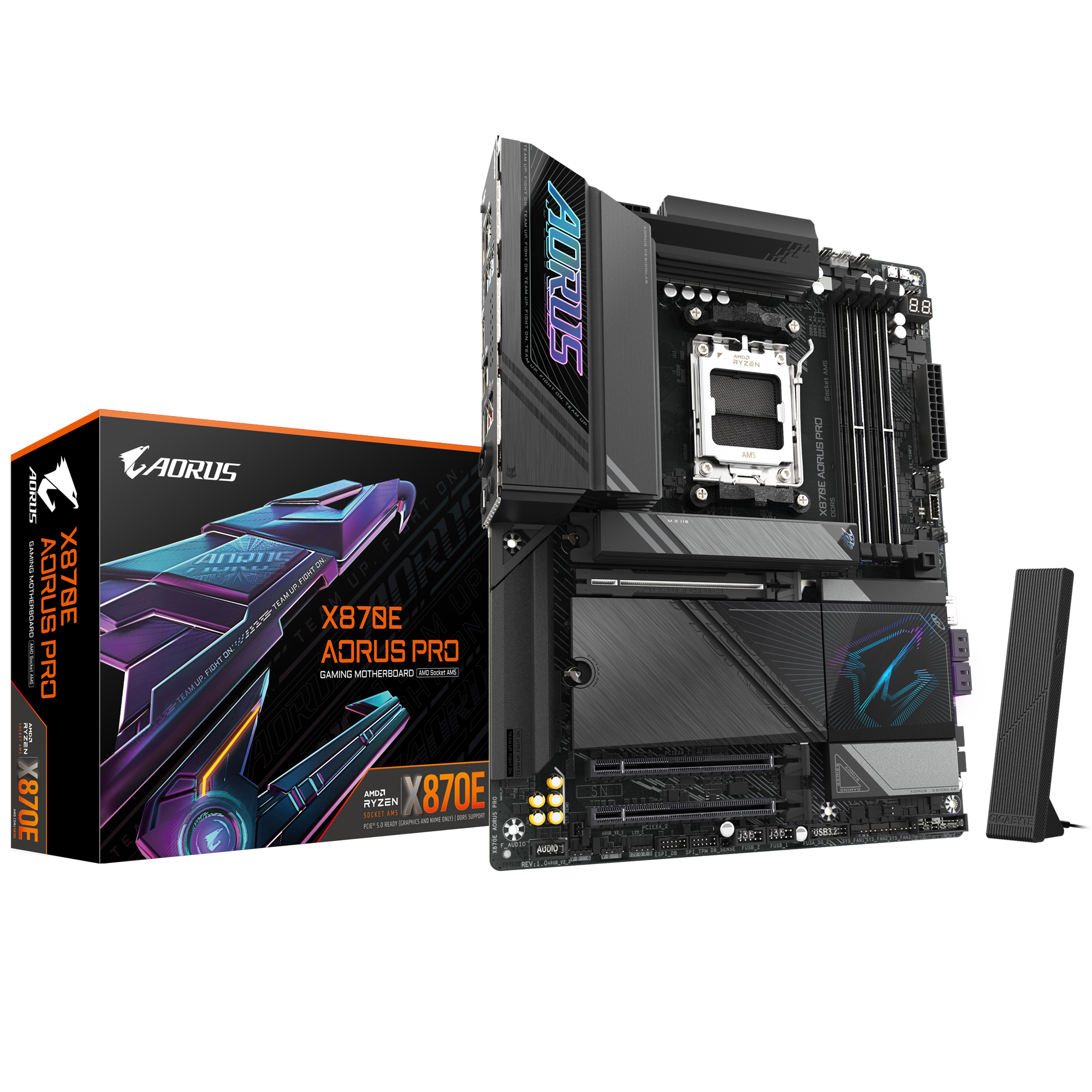 The GIGABYTE X870E AORUS PRO is a high-performance ATX motherboard designed for the latest AMD Socket AM5 processors, built with the advanced AMD X870