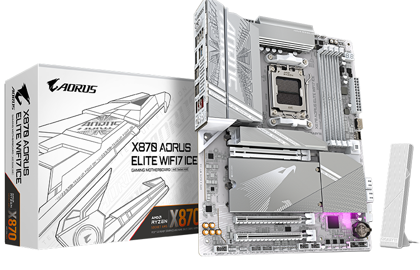 The GIGABYTE X870 AORUS ELITE WIFI7 ICE is a premium ATX motherboard engineered for AMD processors using the AM5 socket, built around the latest AMD X